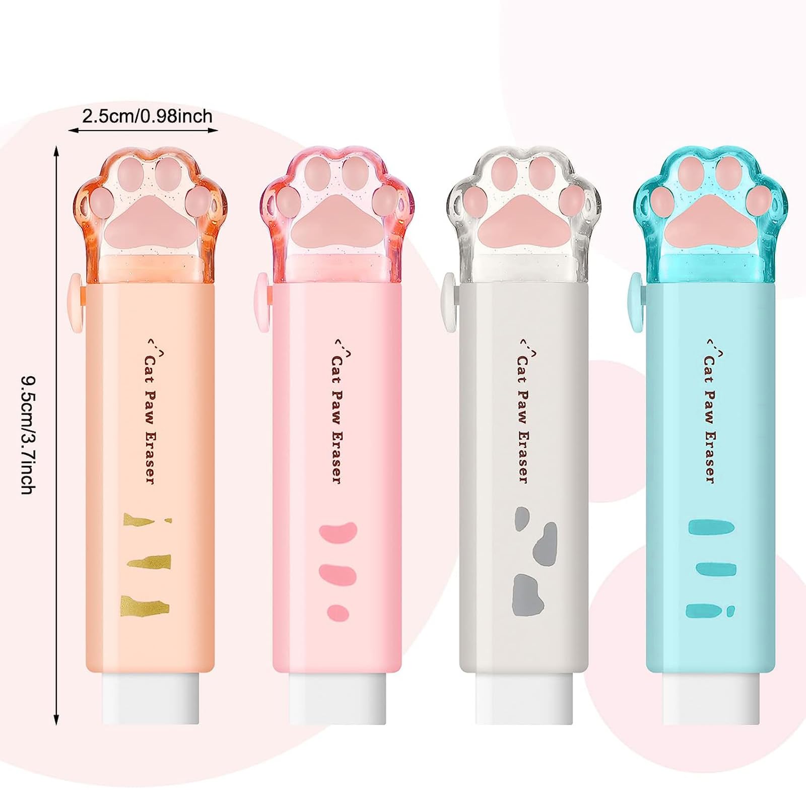 Amazon | 消しゴム 小学生 4色セット 可愛い 猫の肉球形 スティック